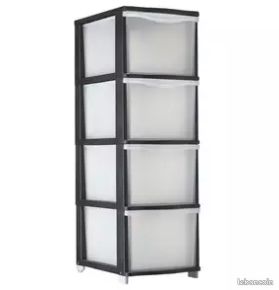 Tour de rangement transparente et noire 4 tiroirs (image 1)