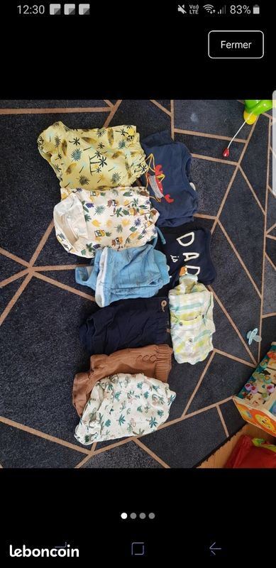 Pyjama Velours Absorba Pour Bébé Garçon 18 Mois - Une Pièce à Pressions - Blanc Et Rouge - Occasion Très Bon état