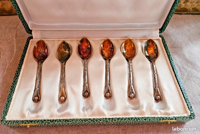 6 cuillères à café moka Art Nouveau argent