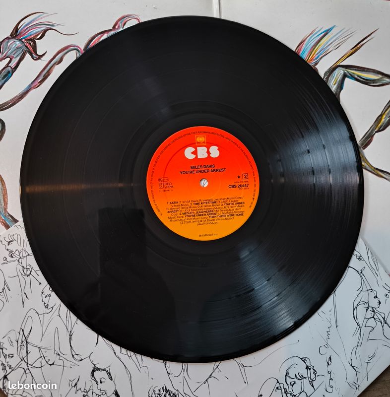 Miles Davis - You're Under Arrest album vinyle 1985 CBS Records CBS 26447 Parfait état (image 6)