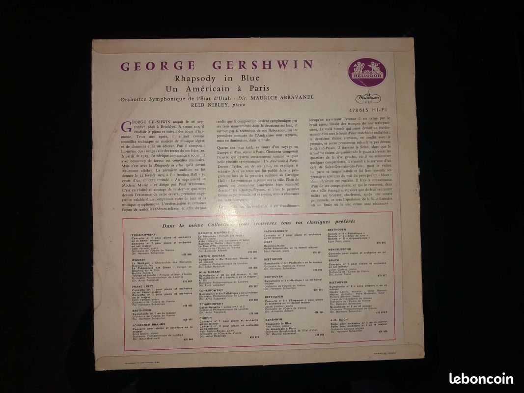 Vinyle George Gershwin – Rhapsody in Blue / Un Américain à Paris (image 2)