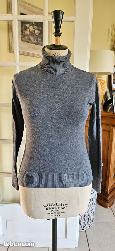 Pull Femme Gris Cache Cache - Taille 36 - En Acrylique - Occasion Très Bon état