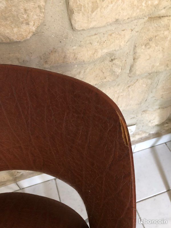 Lot de 3 chaises, vintages, métal et Skaï (image 3)