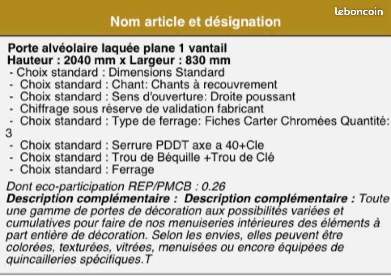 Porte alvéolaire laquée poussant droit (image 4)