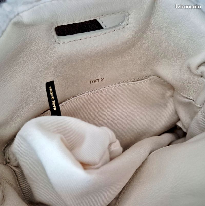 Sac à Main Bandoulière Babila En Simili Fourrure Et Cuir Blanc Crème - Taille Moyenne, Neuf Avec Étiquette