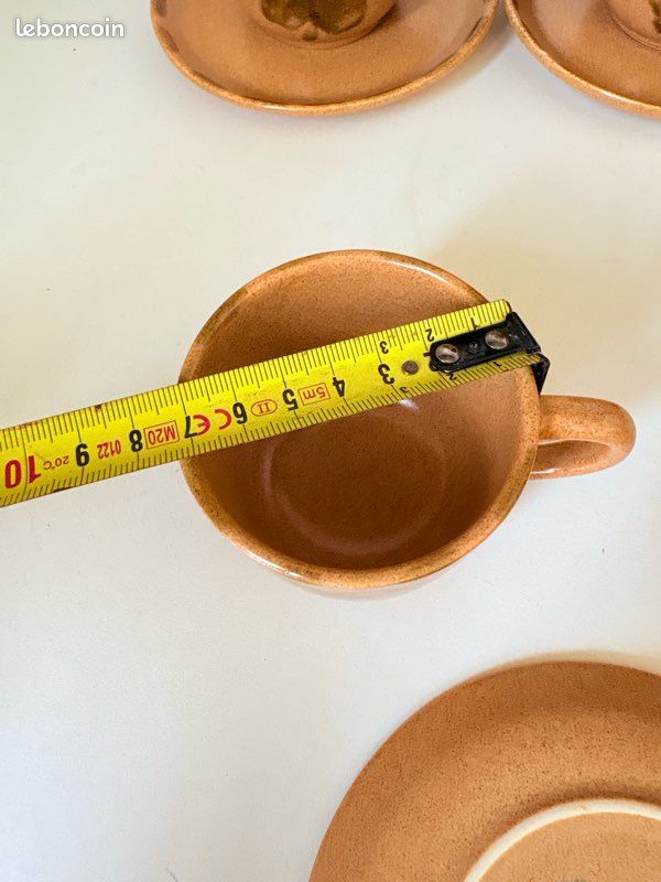 Service à café/thé Sarreguemines Trèfle en grès – 10 tasses – Vintage (image 18)