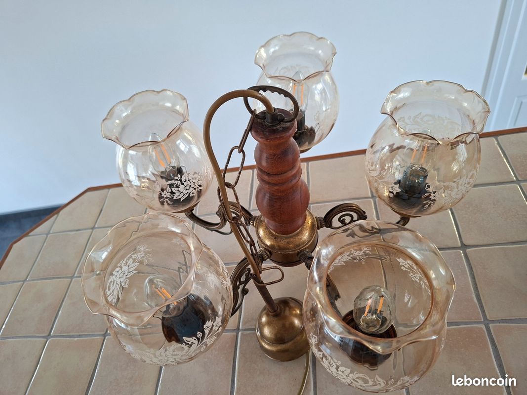Lustre annees 70 avec ampoules (image 5)
