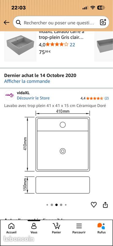 Lave main céramique doré (image 3)