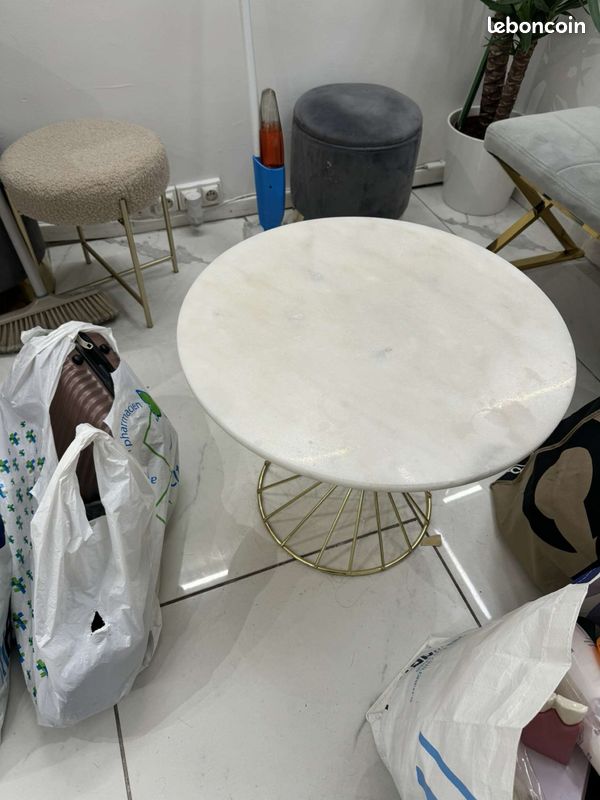 Table basse marbre doré (image 2)