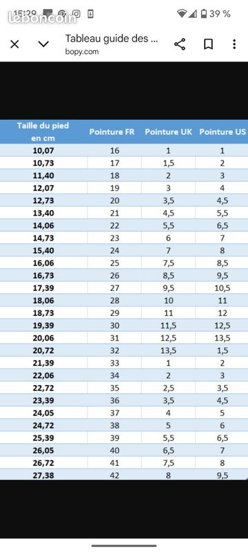 Cm Pointure Enfant Taille Uk Chaussure Enfant Taille Chaussure 22