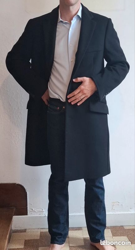 Manteau long homme Daniel Hechter Paris – 100 % laine vierge – noir – T48 (image 2)