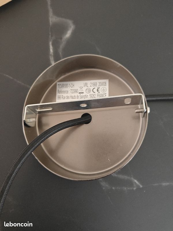 Douille ampoule design métal gris + cordon 110cm e27 (image 4)