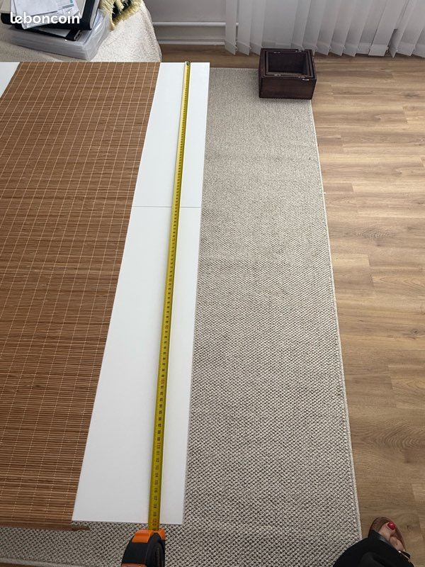 Table basse escamotable blanc laqué état neuf avec deux rallonge (image 8)