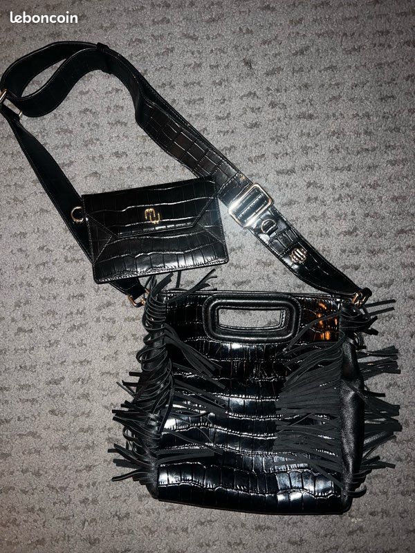 Bag Sac Maje Cuir Croco Maje Croco Sac Maje M Noir Cuir Sac Maje M