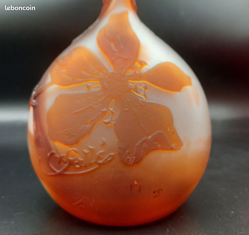 Petit Vase Gallé – Orange, Verre, Occasion