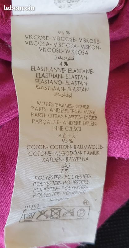 Tshirt Fuchsia Rose Tartan Cache Cache Taille 42/XL (image 8)
