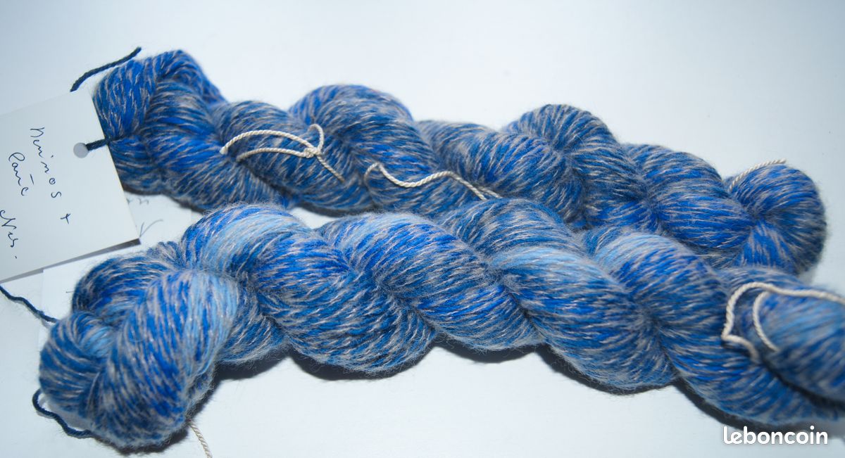 Lot De 2 écheveaux De Laine Mérinos Bleue Chinée Dégradée - 2,5 Mm, Idéale Pour Le Tricot