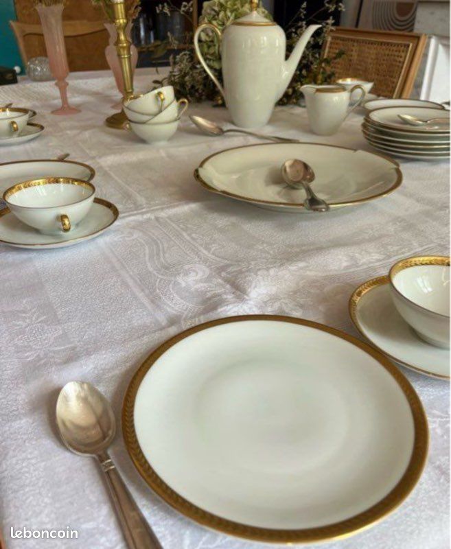 Easy Life Set de 4 assiettes à dessert 20.5 cm. blanc/or