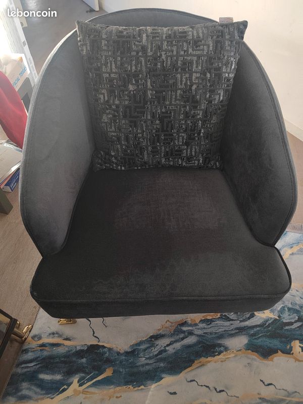 Canapé Moskova bleu foncé + Fauteuil bleu foncé (image 2)
