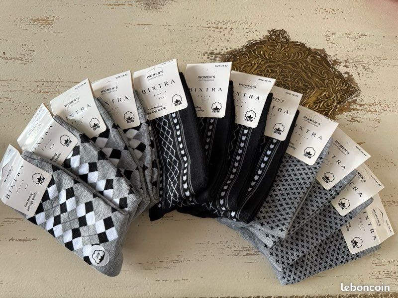 Lot De 6 Paires De Chaussettes En Coton Bixtra - Taille 39/42 - Multicolore - NEUVES Avec étiquettes