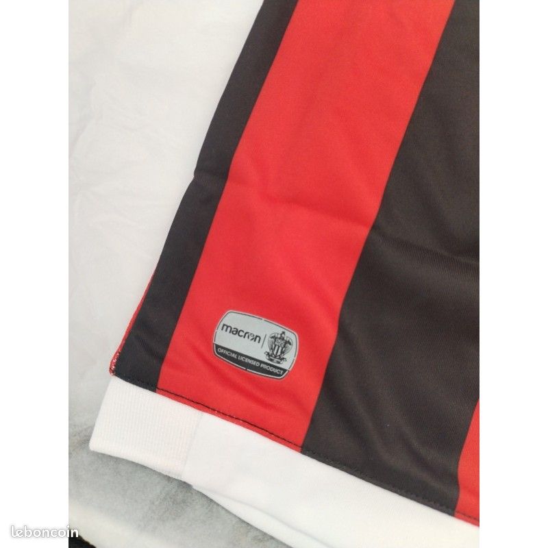 Maillot OGC Nice 2018 Domicile – Macron Authentique – Neuf XXL Rayé Rouge
