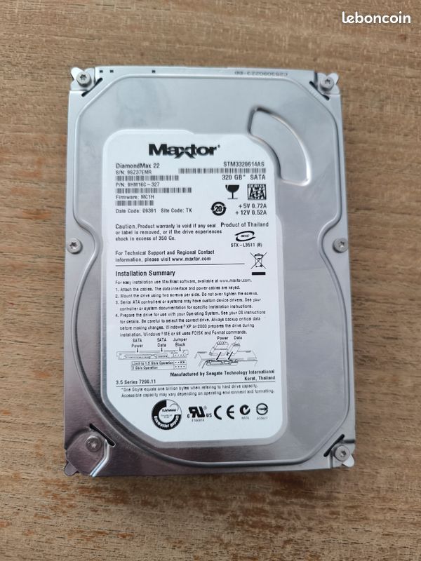 Disque dur maxtor diamond max 21 STM380215AS 80 Go occasion bon état