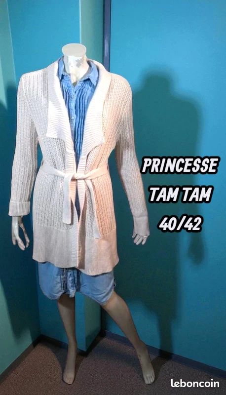 Princesse Tam Tam Taille 40/42 Superbre Cardigan écru femme