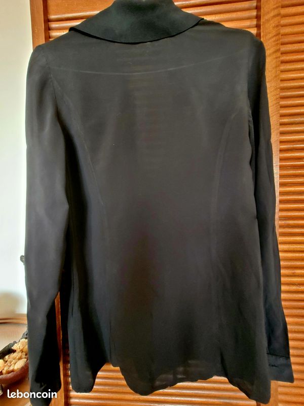 Chemisier vintage en crêpe noire T 42 italien - iBlues (image 7)