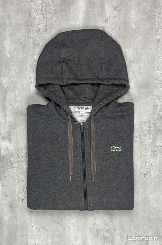 Gilet sweatshirt a capuche Lacoste Homme Ref 57995 CCA Argent Chine