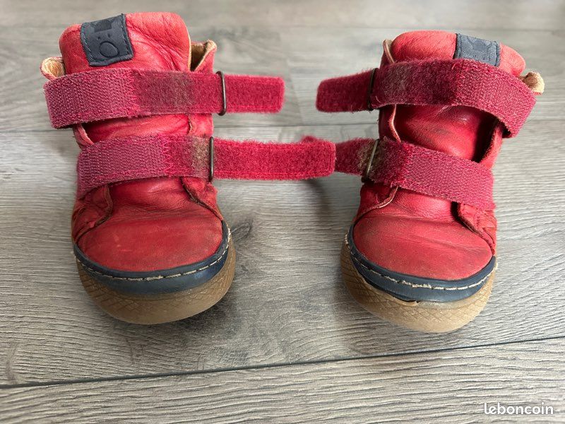 Chaussures montantes scratchs Norvik cuir rouge – 27 (image 18)