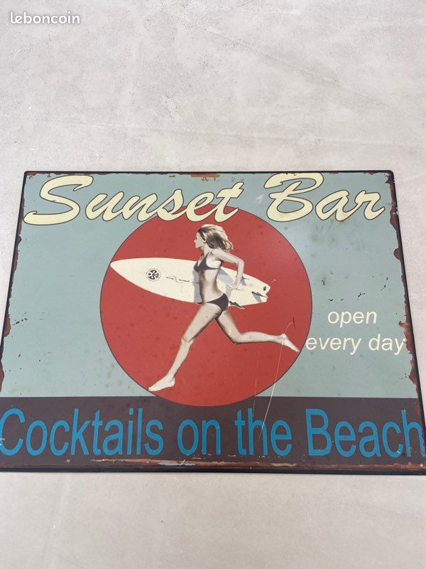 Plaque décorative vintage « Sunset Bar – Cocktails on the Beach » (image 2)