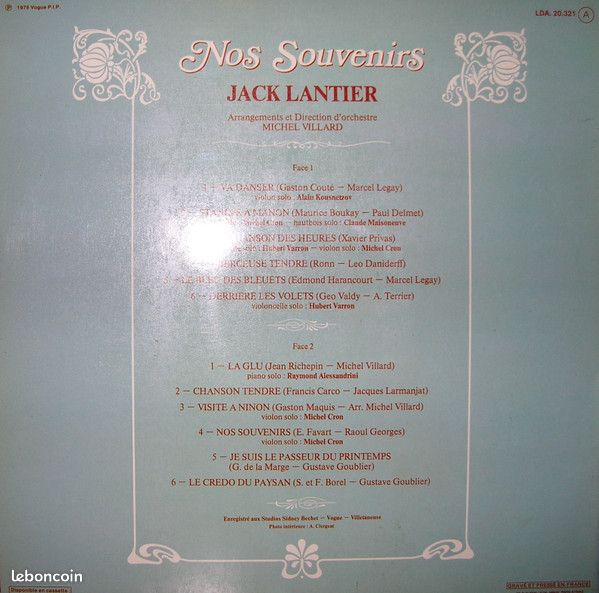 Jack Lantier – Nos Souvenirs - Vinyle 1978 (image 5)