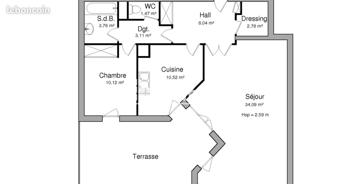 Appartement 2 pièces 74 m² · à Lyon · 74 m² · 1 026 €/mois