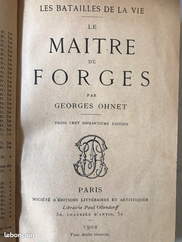 Le Maître de Forges par Georges OHNET Paris Librairie Paul Ollendorff 1902 (image 1)
