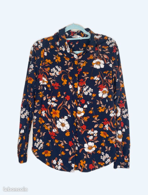 Chemise bleu avec fleurs xl 42 (image 1)