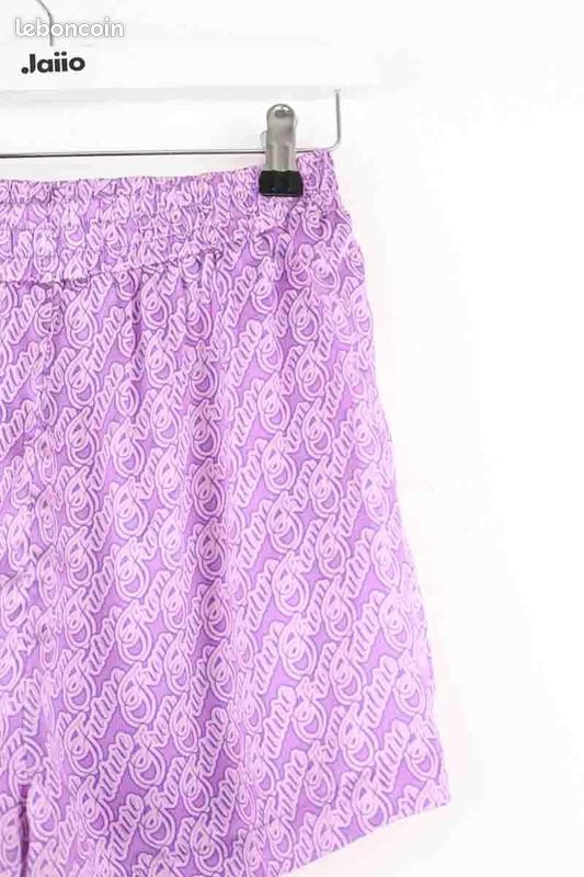 Short en maille avec ceinture ajustable femme violet clair Short en maille avec ceinture ajustable femme violet clair