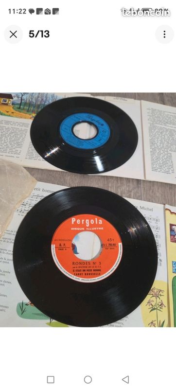 Lot de 5 très ancien 45 T , microsillon RONDES ,CONTES .... Des années 70 (image 9)
