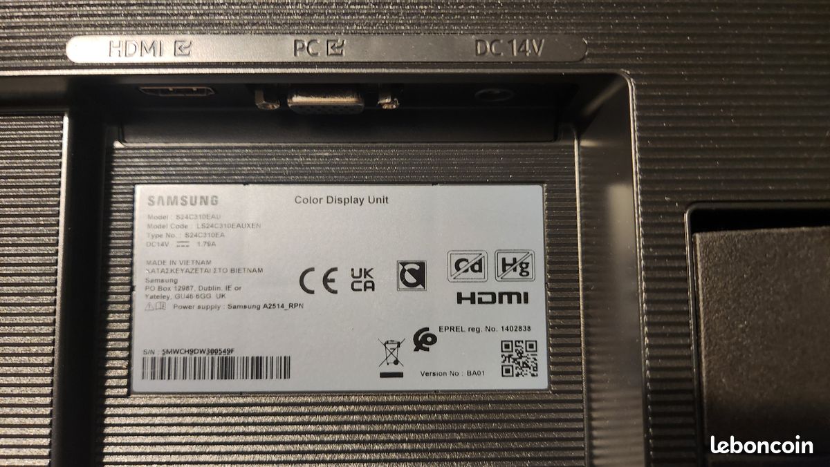 Écran PC Samsung 24" IPS Full HD - État Neuf (S24C310EAU) (image 3)
