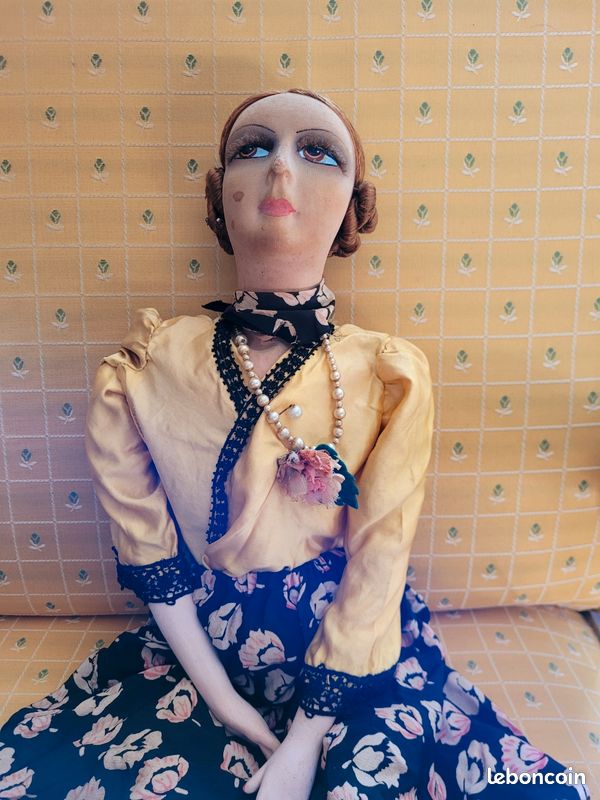 Poupée De Salon Bohémienne Vintage - Années 20 - 67 Cm - Fabrication Française - Occasion