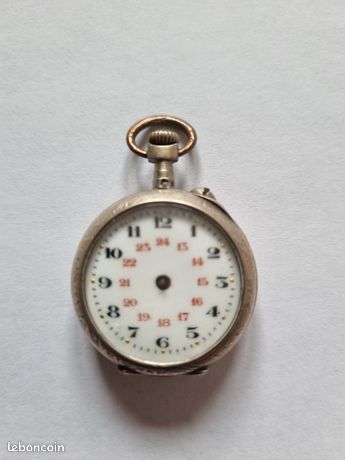 Montre à Gousset Ancienne En Argent Massif Avec Clé - Cadran Blanc, Mécanique Manuelle - Occasion