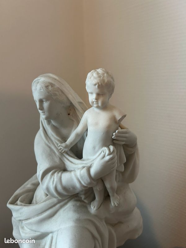 Statue en biscuit époque 19ème d’après Boizot Vierge Enfant hauteur 31,5cm (image 3)