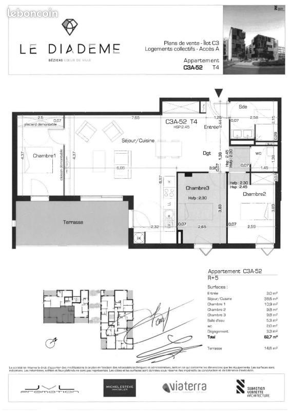 Appartement 4 pièces 82 m² · à Béziers · 82 m² · 1 090 €/mois