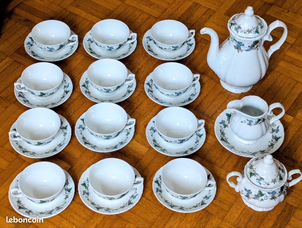 Lot De 4 Tasses à Café/thé En Porcelaine Craquelée - Vintage 1960 - Fabriquées En France