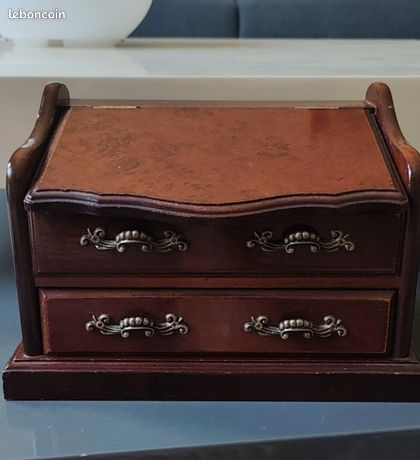 Ancienne Boîte à Bijoux En Bois En Forme De Commode - Vintage, Petit Format