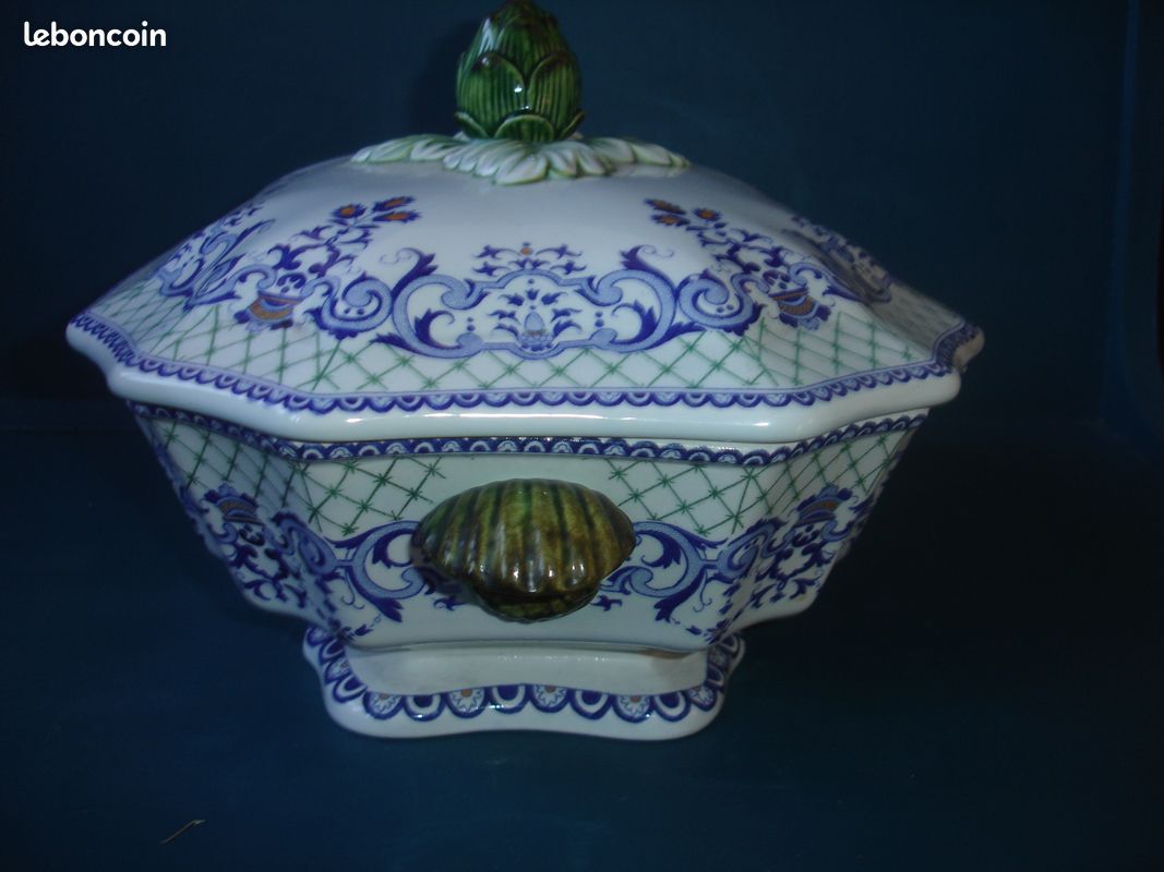 Grande SOUPIERE bleue Faïencerie de GIEN (image 11)