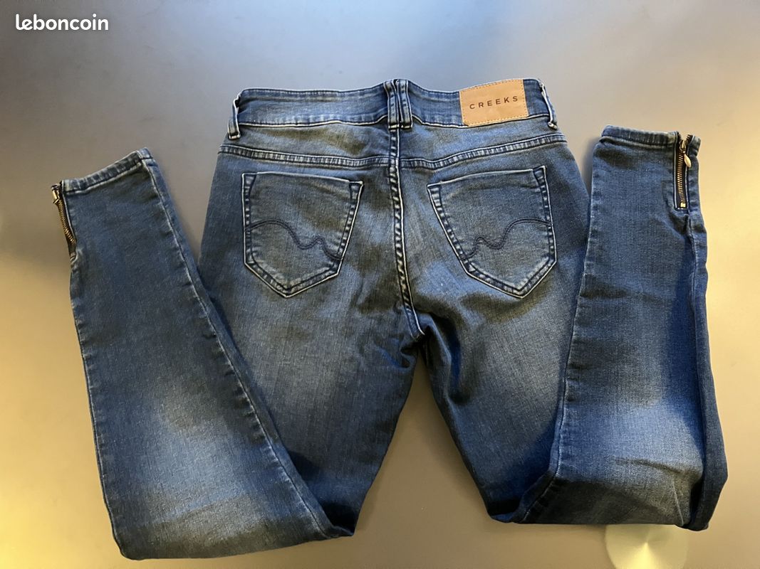 Pantalon jeans fermeture éclair bas pantalon Creeks