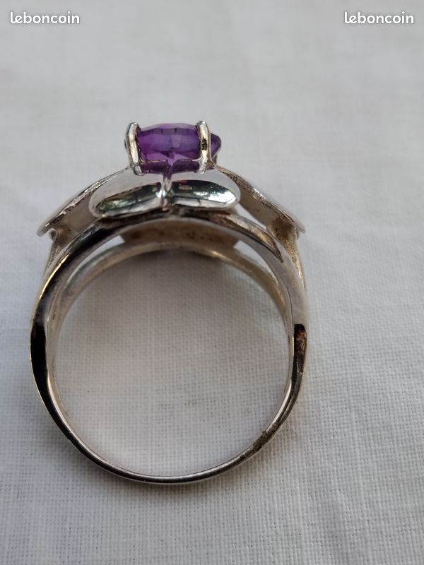 Bague Or 18 Carats Fleur Améthyste Et Rhodiolites - Taille 54 - Valeur 250€ - Neuf Sans Boîte