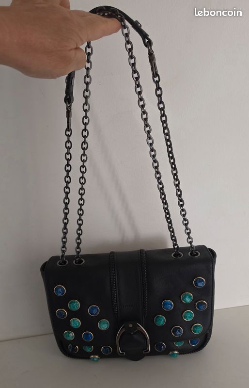 Sac Amazone de Longchamp en cuir avec pierres 3D rondes vert et bleu (image 5)