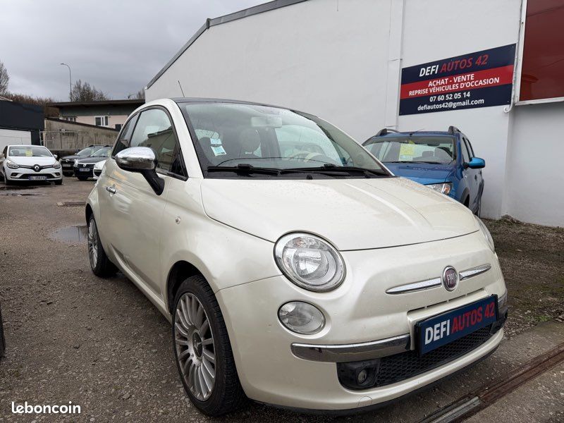 Fiat 500 1.2 69 ch. Intérieur Cuir/Clim auto bi-zone/Toit panoramique/Jantes alu– 123 500 kms. Citadine chic et intemporelle. CT OK (image 1)