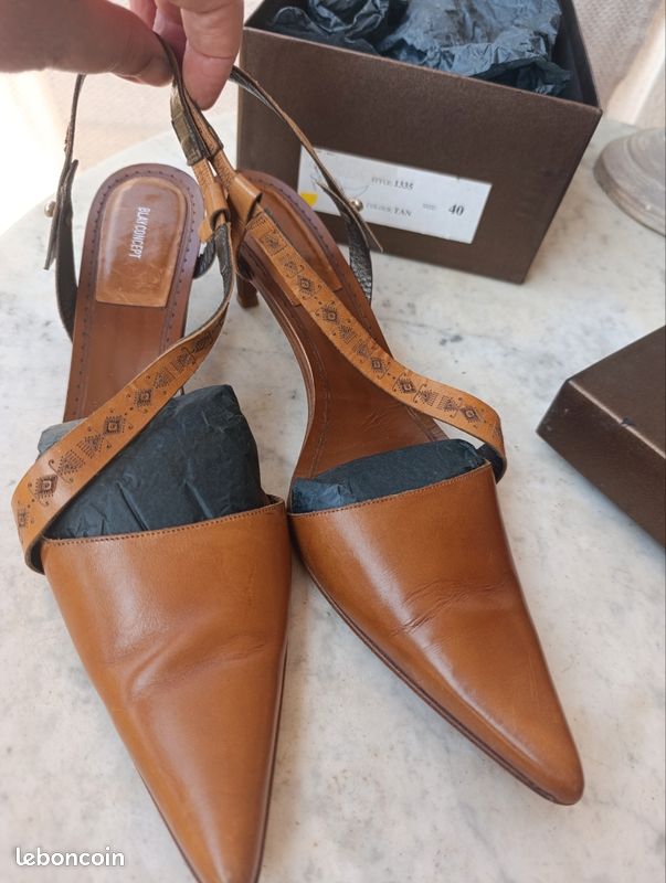 Escarpins camel cuir (image 4)